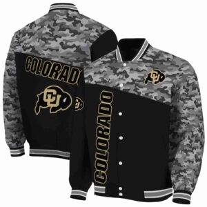colorado buffaloes camo patchwork black jacket fashion forward jacketwow