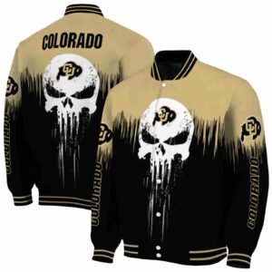 colorado buffaloes punisher skull gold black white jacket fashion forward jacketwow