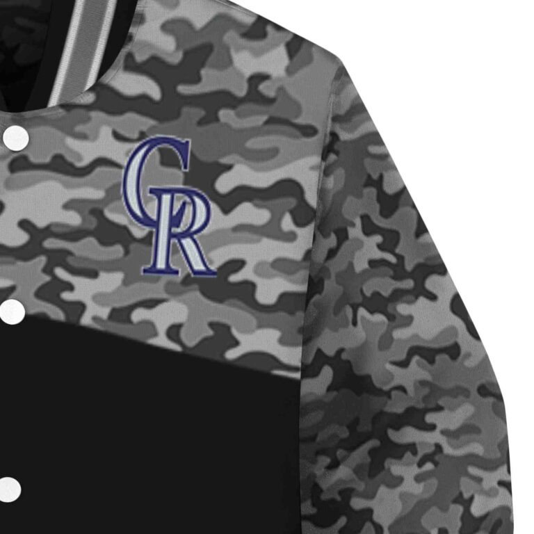 colorado rockies camo patchwork black jacket premium grade jacketwow