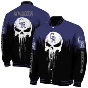 colorado rockies punisher skull blue black white jacket fashion forward jacketwow