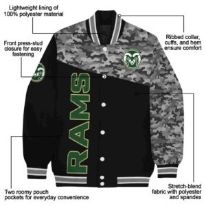 colorado state rams camo patchwork black jacket new arrival jacketwow