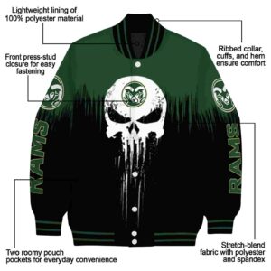 colorado state rams punisher skull green black white jacket new arrival jacketwow