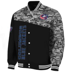 columbus blue jackets camo patchwork black jacket best selling jacketwow