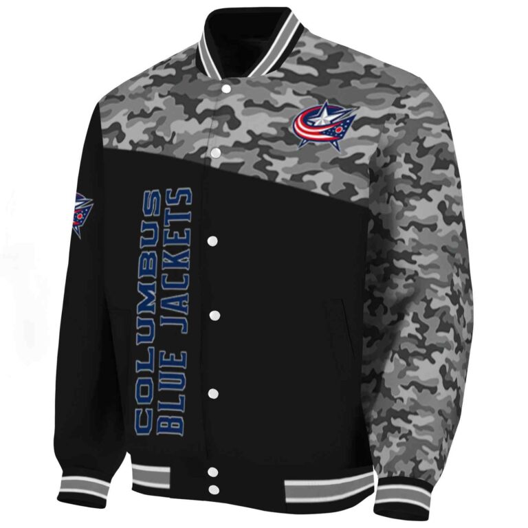 columbus blue jackets camo patchwork black jacket best selling jacketwow