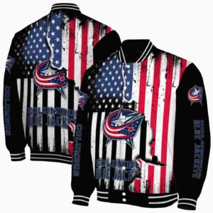 columbus blue jackets patriotic theme black jacket fashion forward jacketwow