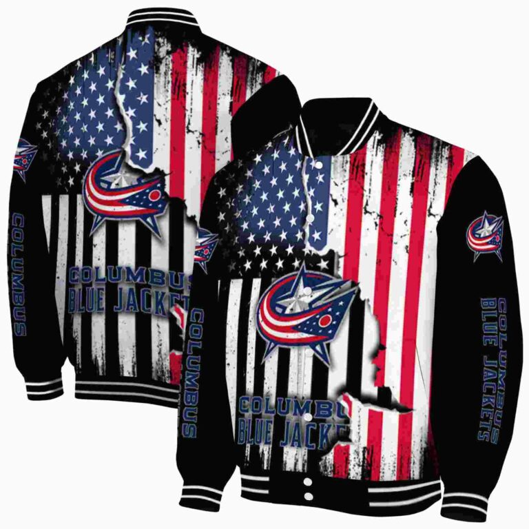 columbus blue jackets patriotic theme black jacket fashion forward jacketwow