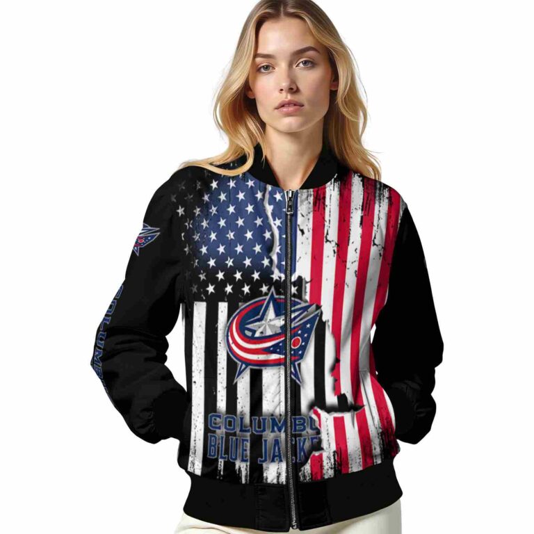 columbus blue jackets patriotic theme black jacket latest model jacketwow