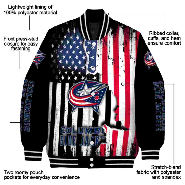 columbus blue jackets patriotic theme black jacket new arrival jacketwow