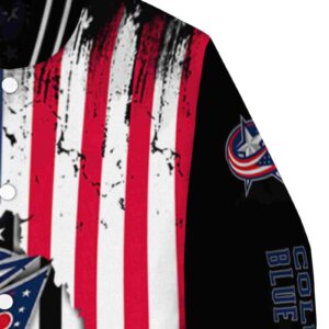 columbus blue jackets patriotic theme black jacket premium grade jacketwow