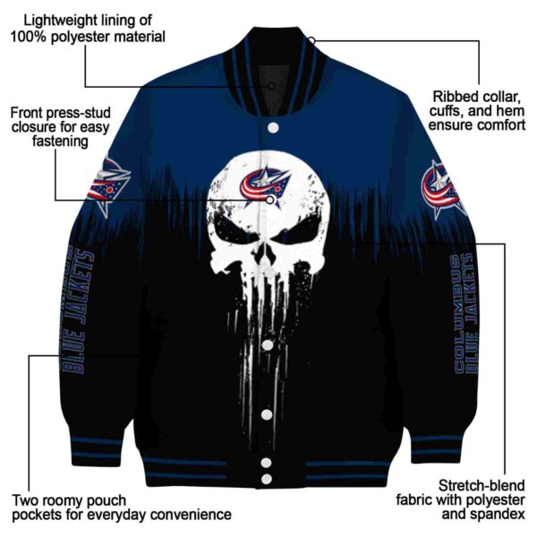 columbus blue jackets punisher skull navy blue black white jacket new arrival jacketwow