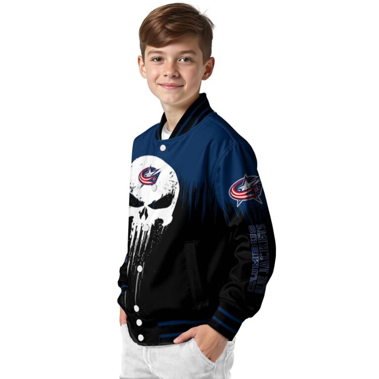 columbus blue jackets punisher skull navy blue black white jacket trendy jacketwow