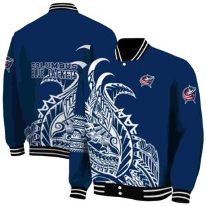 columbus blue jackets tribal art navy blue white black jacket fashion forward jacketwow