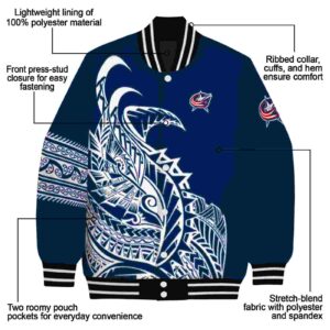 columbus blue jackets tribal art navy blue white black jacket new arrival jacketwow