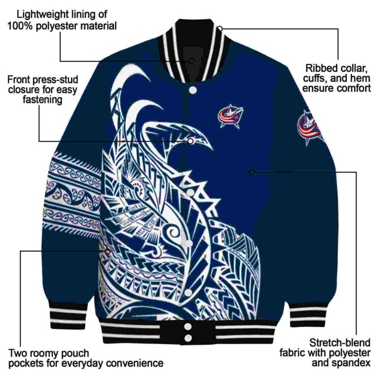 columbus blue jackets tribal art navy blue white black jacket new arrival jacketwow
