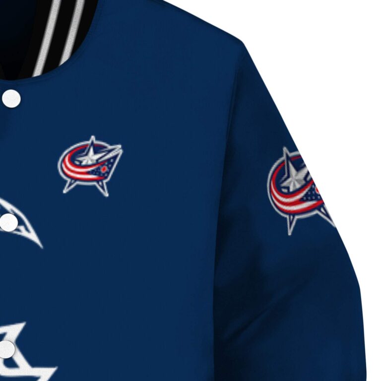 columbus blue jackets tribal art navy blue white black jacket premium grade jacketwow