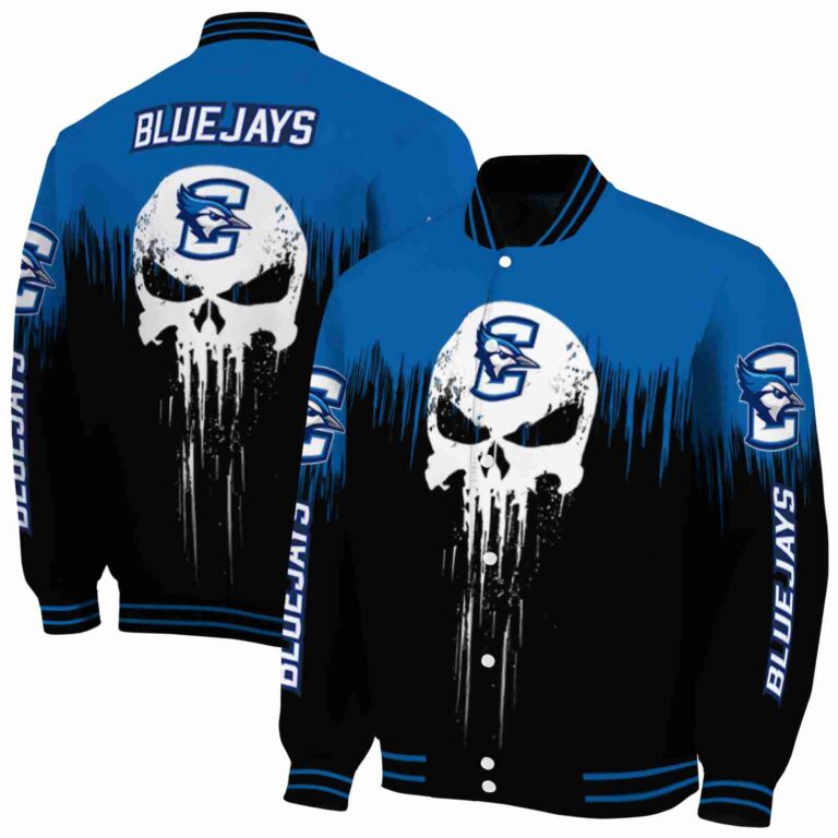 creighton bluejays punisher skull blue black white jacket fashion forward jacketwow