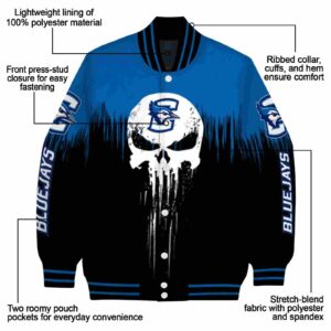 creighton bluejays punisher skull blue black white jacket new arrival jacketwow