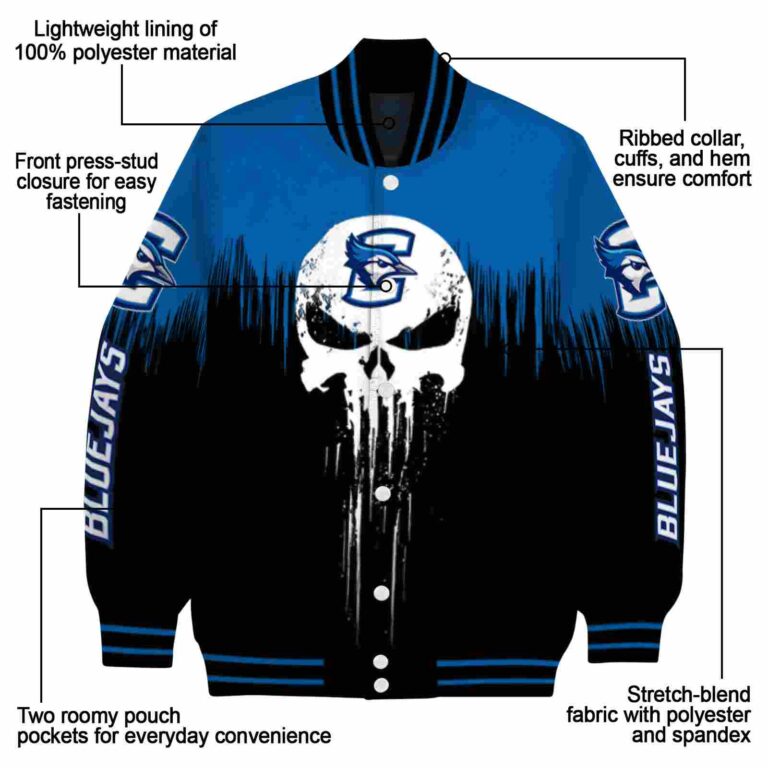 creighton bluejays punisher skull blue black white jacket new arrival jacketwow