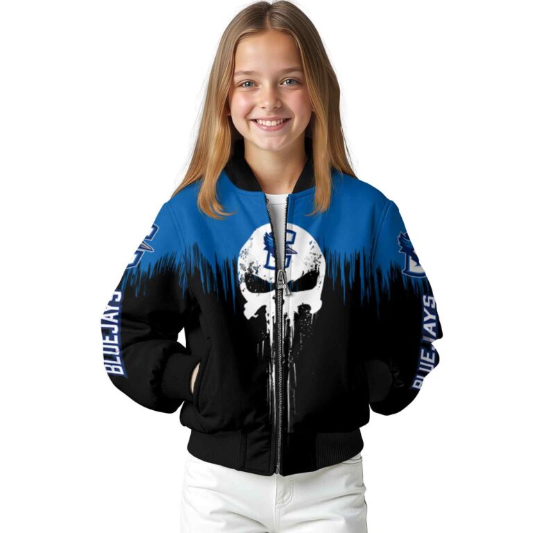 creighton bluejays punisher skull blue black white jacket top rated jacketwow