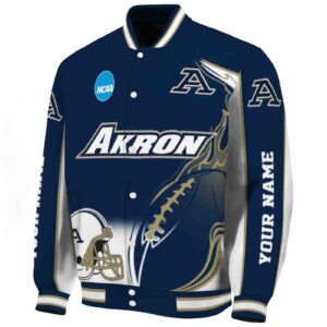custom akron zips flaming football blue white jacket best selling jacketwow