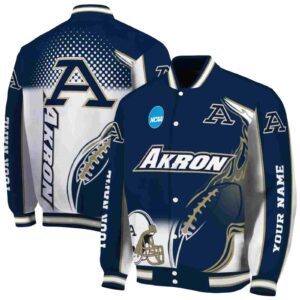 custom akron zips flaming football blue white jacket fashion forward jacketwow