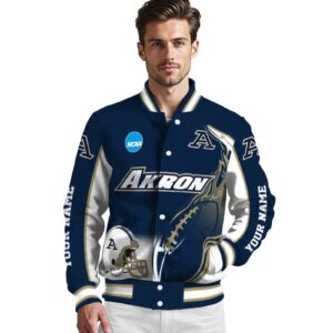 custom akron zips flaming football blue white jacket high quality jacketwow