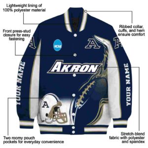 custom akron zips flaming football blue white jacket new arrival jacketwow