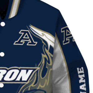 custom akron zips flaming football blue white jacket premium grade jacketwow
