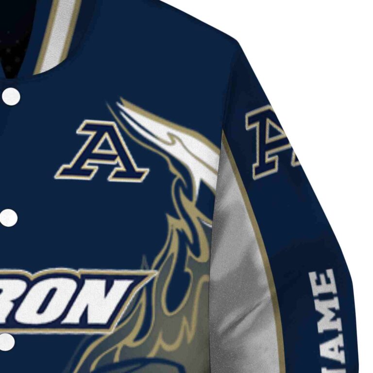 custom akron zips flaming football blue white jacket premium grade jacketwow