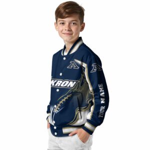 custom akron zips flaming football blue white jacket trendy jacketwow