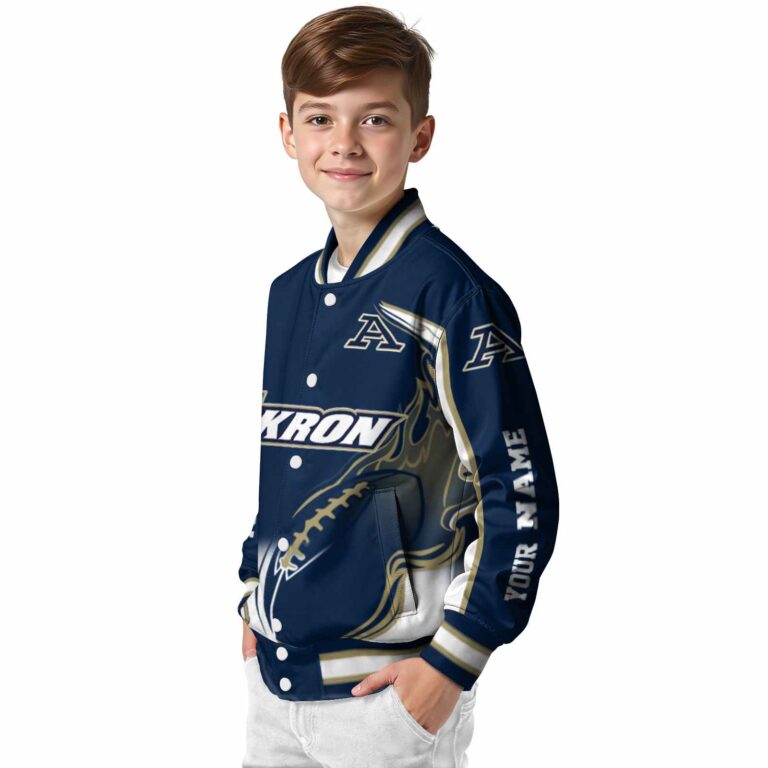 custom akron zips flaming football blue white jacket trendy jacketwow