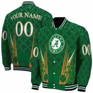 custom alabama crimson tide shamrock pattern green jacket fashion forward jacketwow