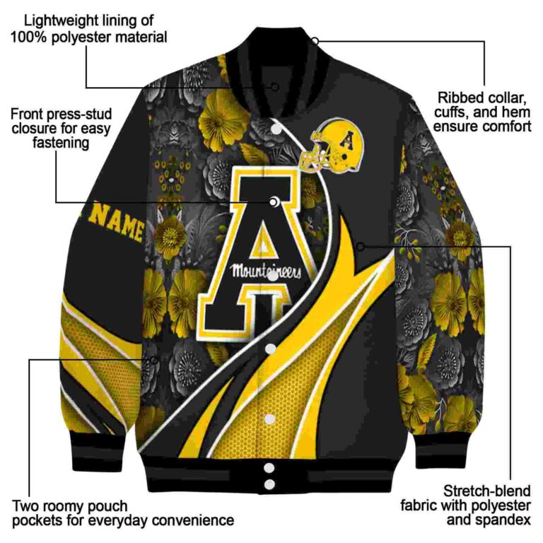 custom appalachian state mountaineers floral print black jacket new arrival jacketwow