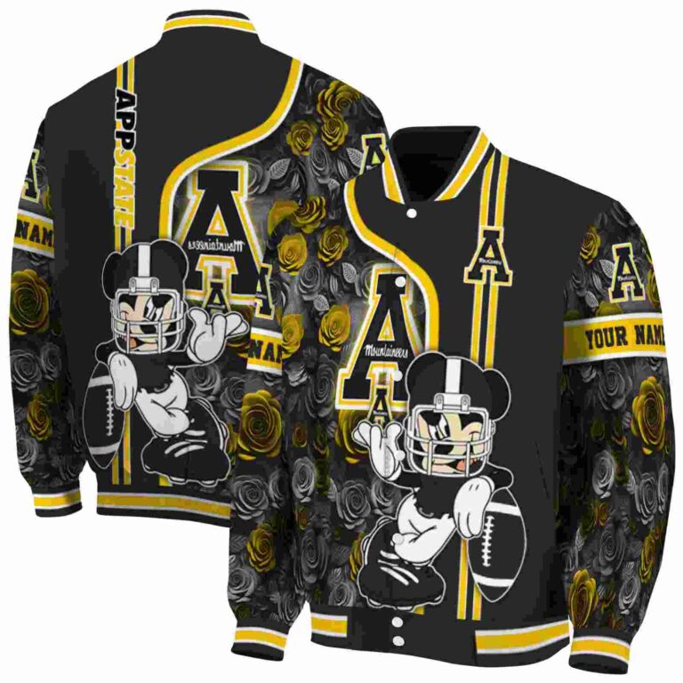 custom appalachian state mountaineers rose mickey black jacket fashion forward jacketwow