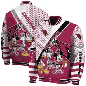 custom arizona cardinals mickey donald goofy red white jacket fashion forward jacketwow