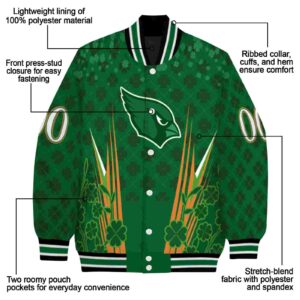 custom arizona cardinals shamrock pattern green jacket new arrival jacketwow