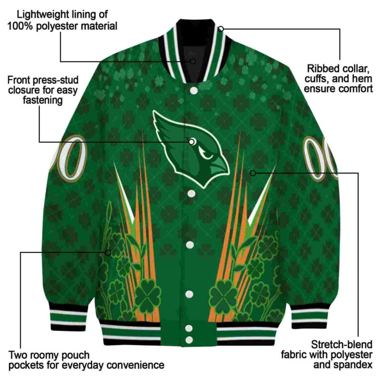 custom arizona cardinals shamrock pattern green jacket new arrival jacketwow