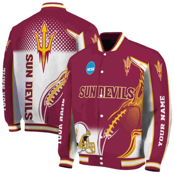 custom arizona state sun devils flaming football maroon white jacket fashion forward jacketwow