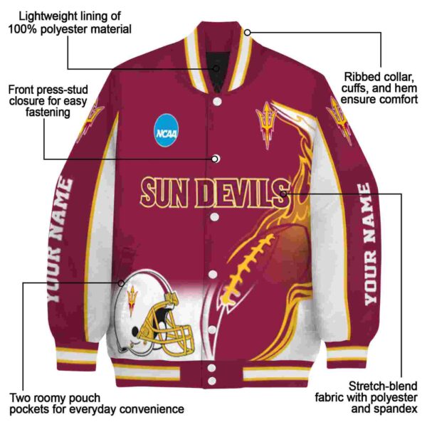 custom arizona state sun devils flaming football maroon white jacket new arrival jacketwow