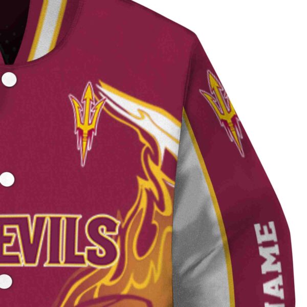 custom arizona state sun devils flaming football maroon white jacket premium grade jacketwow