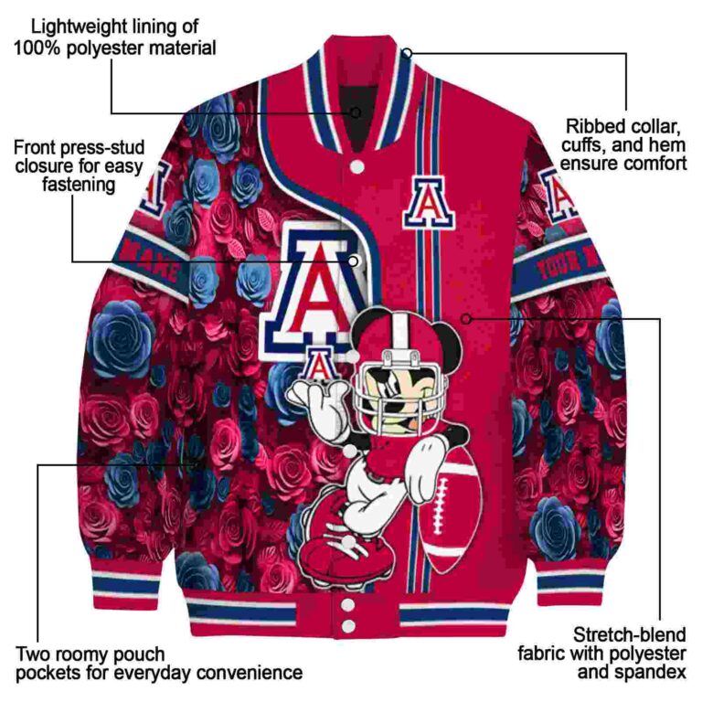 custom arizona wildcats rose mickey red jacket new arrival jacketwow