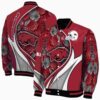 custom arkansas razorbacks floral print red jacket fashion forward jacketwow
