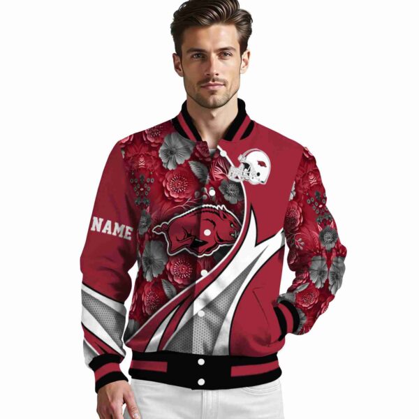 custom arkansas razorbacks floral print red jacket high quality jacketwow