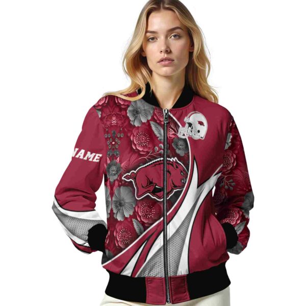 custom arkansas razorbacks floral print red jacket latest model jacketwow