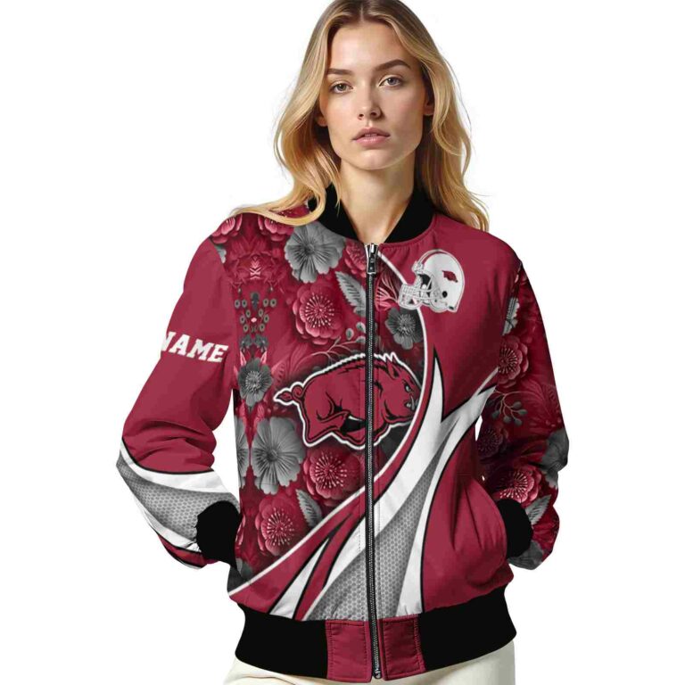 custom arkansas razorbacks floral print red jacket latest model jacketwow