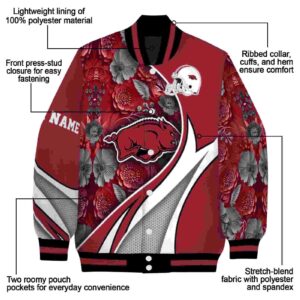 custom arkansas razorbacks floral print red jacket new arrival jacketwow