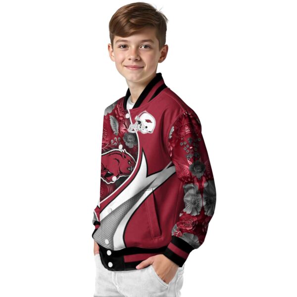 custom arkansas razorbacks floral print red jacket trendy jacketwow