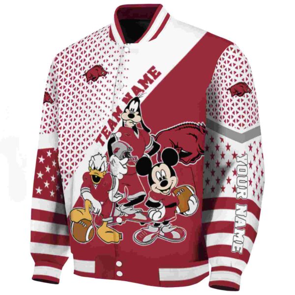 custom arkansas razorbacks mickey donald goofy red white jacket best selling jacketwow