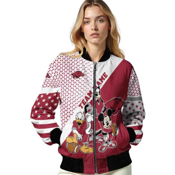 custom arkansas razorbacks mickey donald goofy red white jacket latest model jacketwow