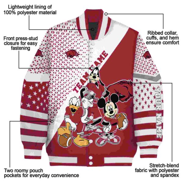 custom arkansas razorbacks mickey donald goofy red white jacket new arrival jacketwow